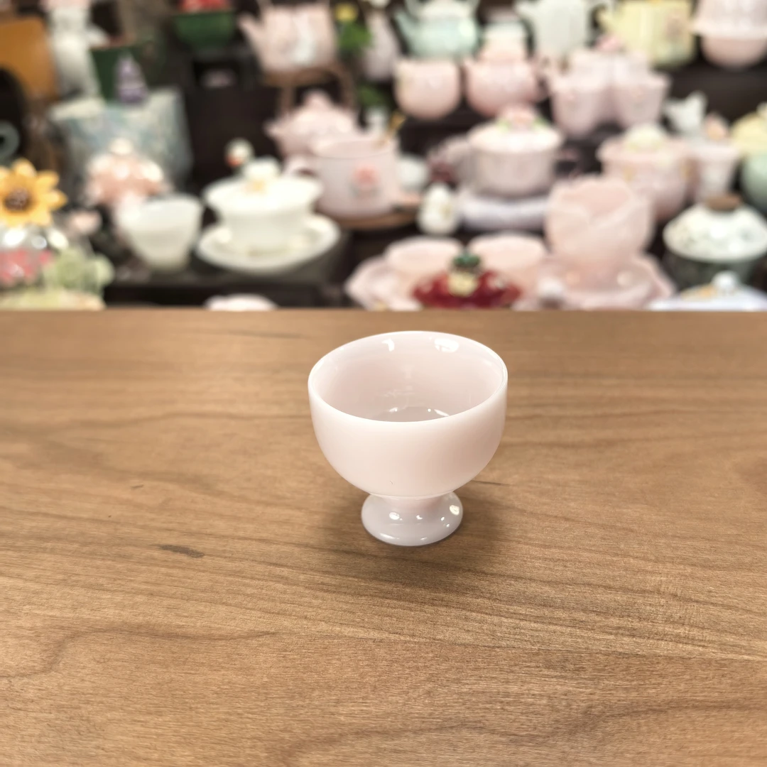 汤大壮【柔光绯玉】粉色璞玉精致小茶杯小酒杯