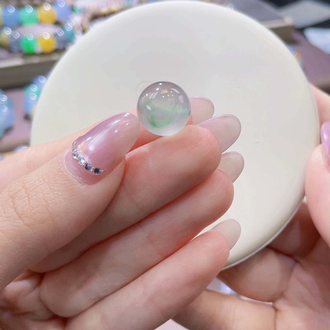 翡翠未镶嵌手链卡12.7冰咖飘绿