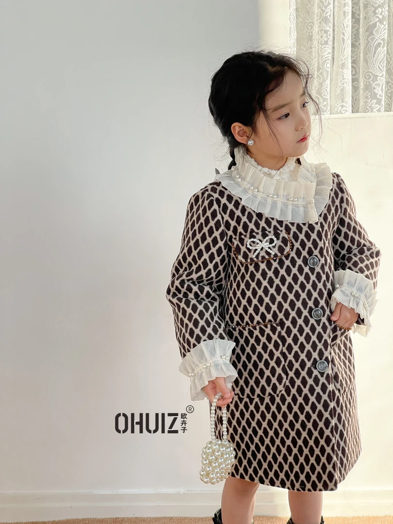 春季气质轻奢百搭时尚公主女童儿童洋气中长款韩版大衣