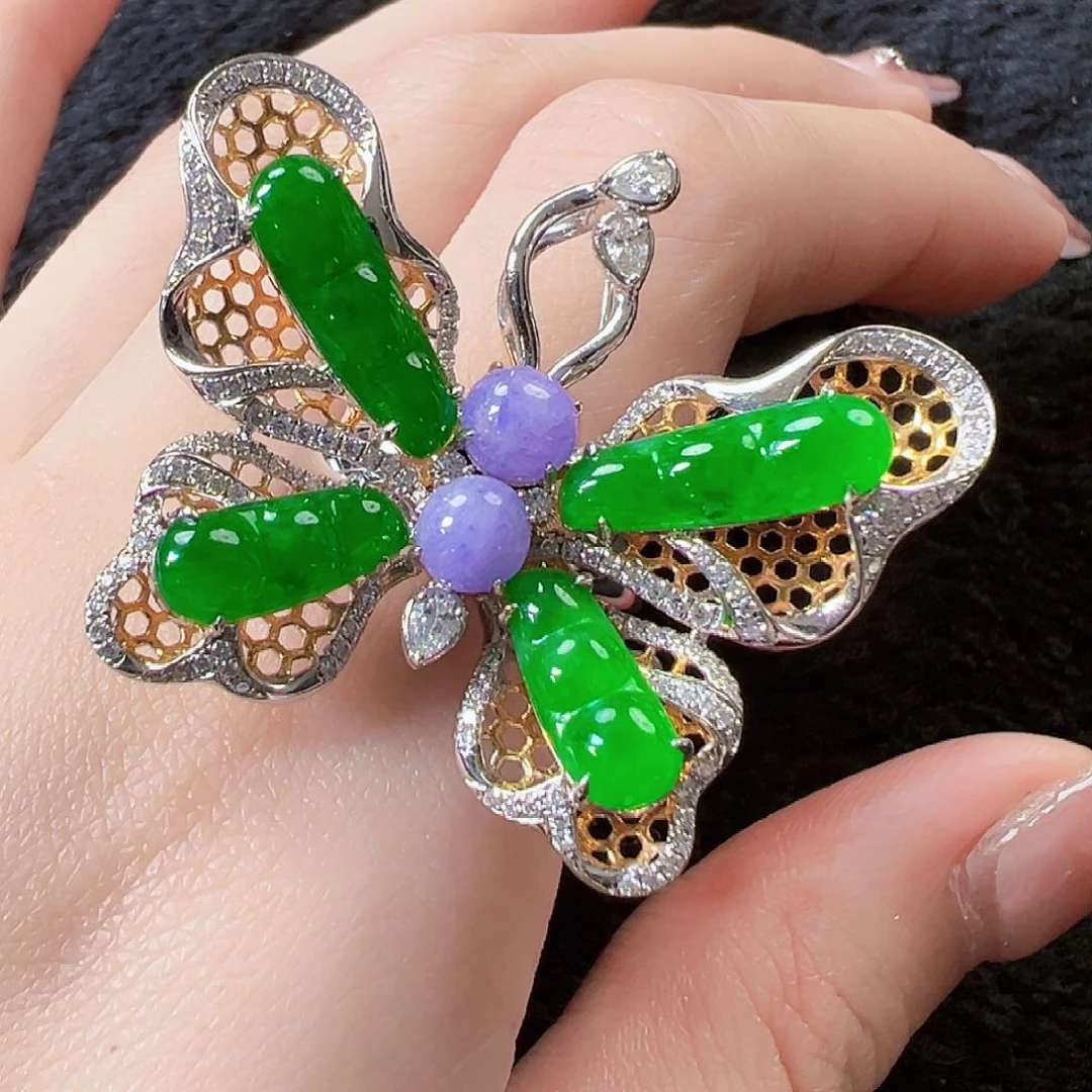 翡翠戒指18K金镶嵌【新款】签收后24小时鉴赏期