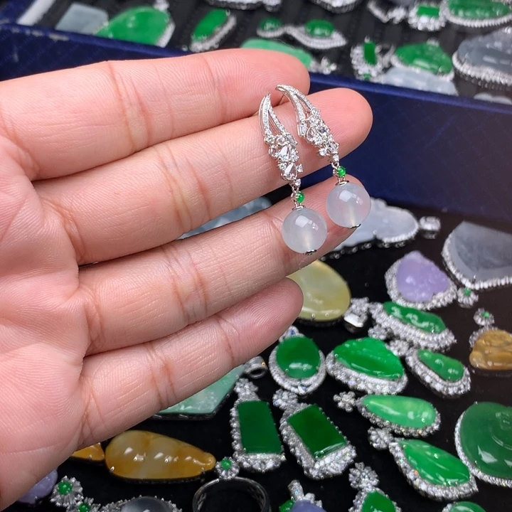 翡翠18K金镶嵌耳饰48小时鉴赏期