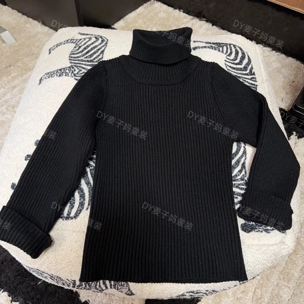 现MZ.儿童冬季新款年款基础黑色纯色高领修身毛衣2133
