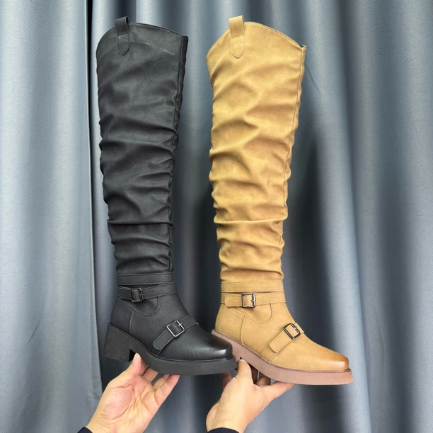 RJ23女士新款长靴有拉链内里加绒