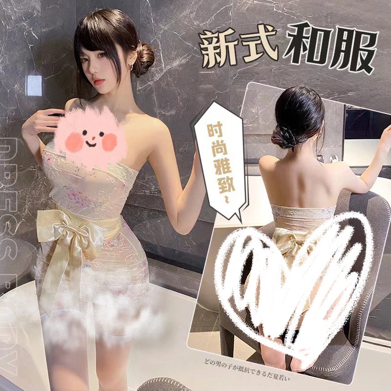 情调趣味内衣刺绣气质和服连衣裙纯欲性感蕾丝包臀修身超短裙睡裙