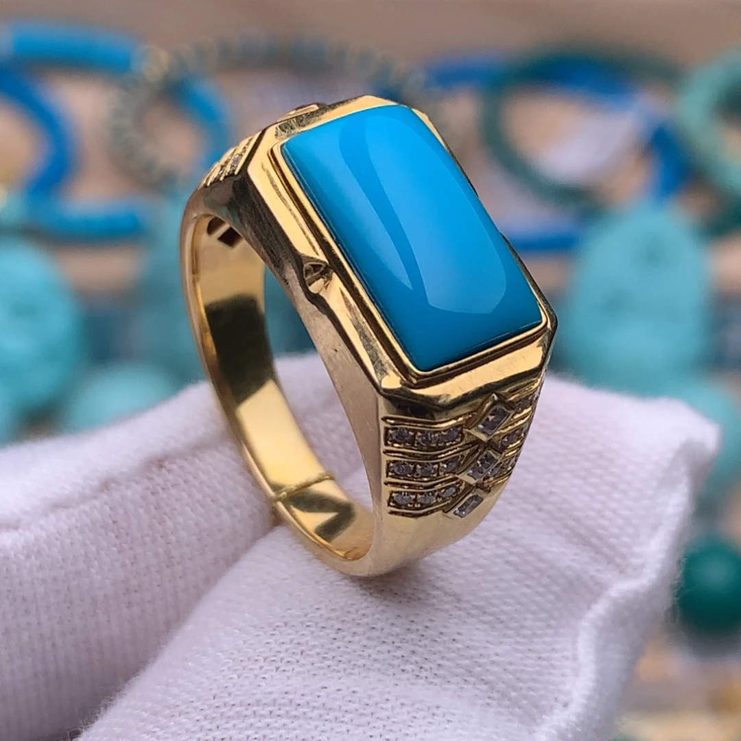 绿松石18K金镶嵌珠宝奇石