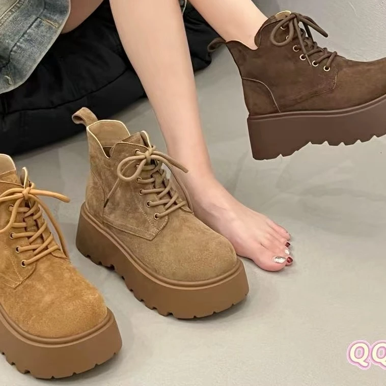 厚底马丁靴女2025秋季新款小个子增高百搭