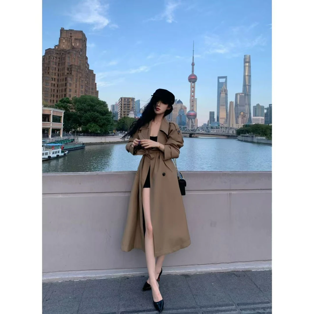 【巴黎旧梦】UM家2025秋新款经典廓形宽松双排扣长款气质风衣外套女