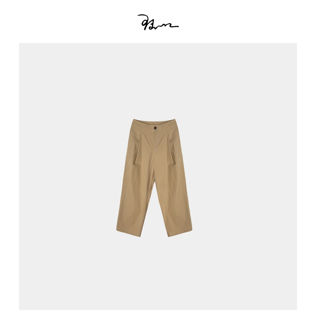 【暮夏】陆一口定织卡其色棉麻直筒休闲裤