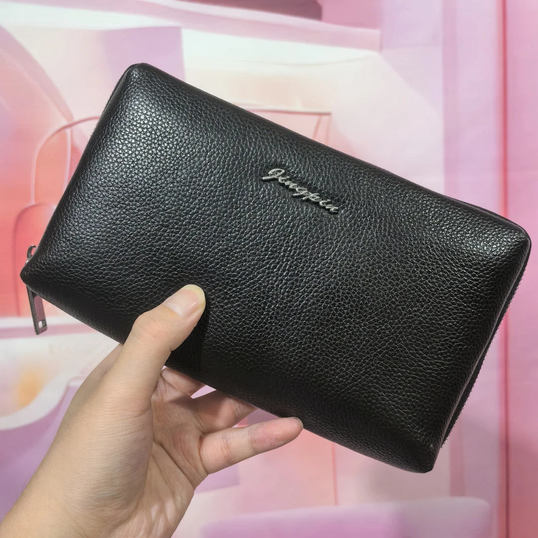 真皮手包大容量单拉链手包