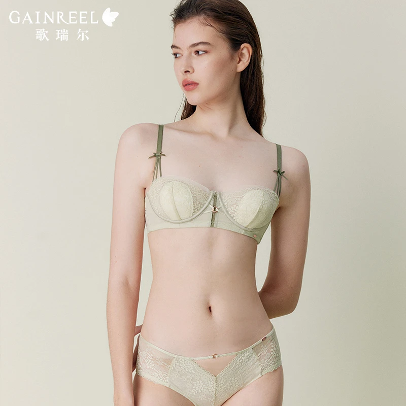 歌瑞尔2025新爆款透气内衣软钢圈兔耳杯性感禁欲系蕾丝文胸套装