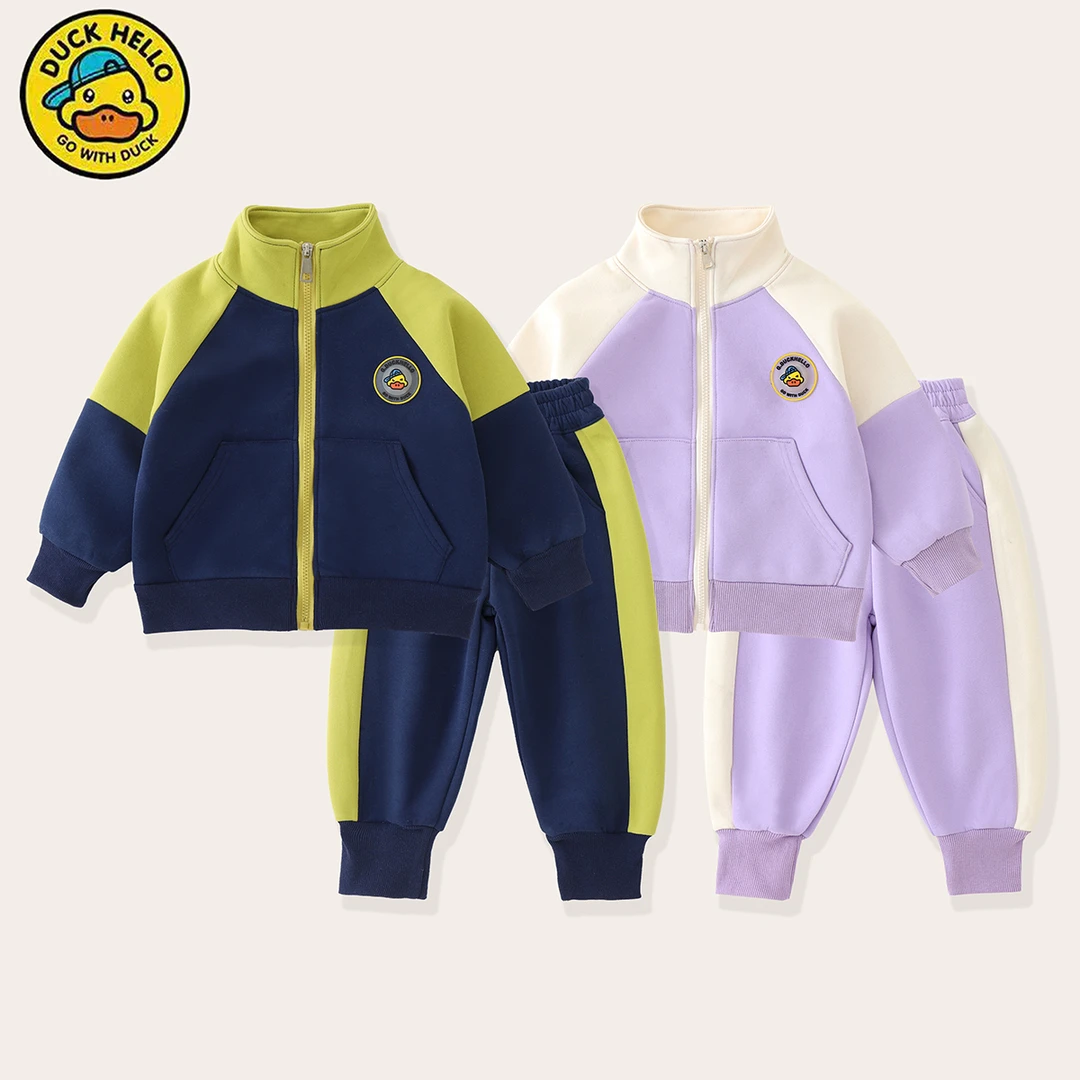 （断码现货）哈罗小黄鸭2025年新款儿童时尚韩版春季百搭运动套装