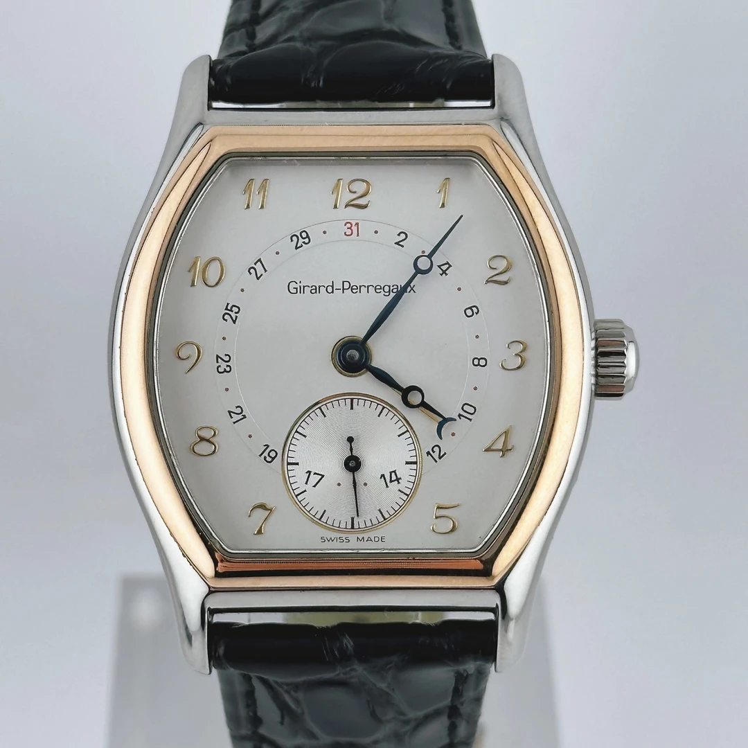 95新 Zhibai/芝柏 酒桶18k玫瑰金圈/36x35mm/自动机械男表