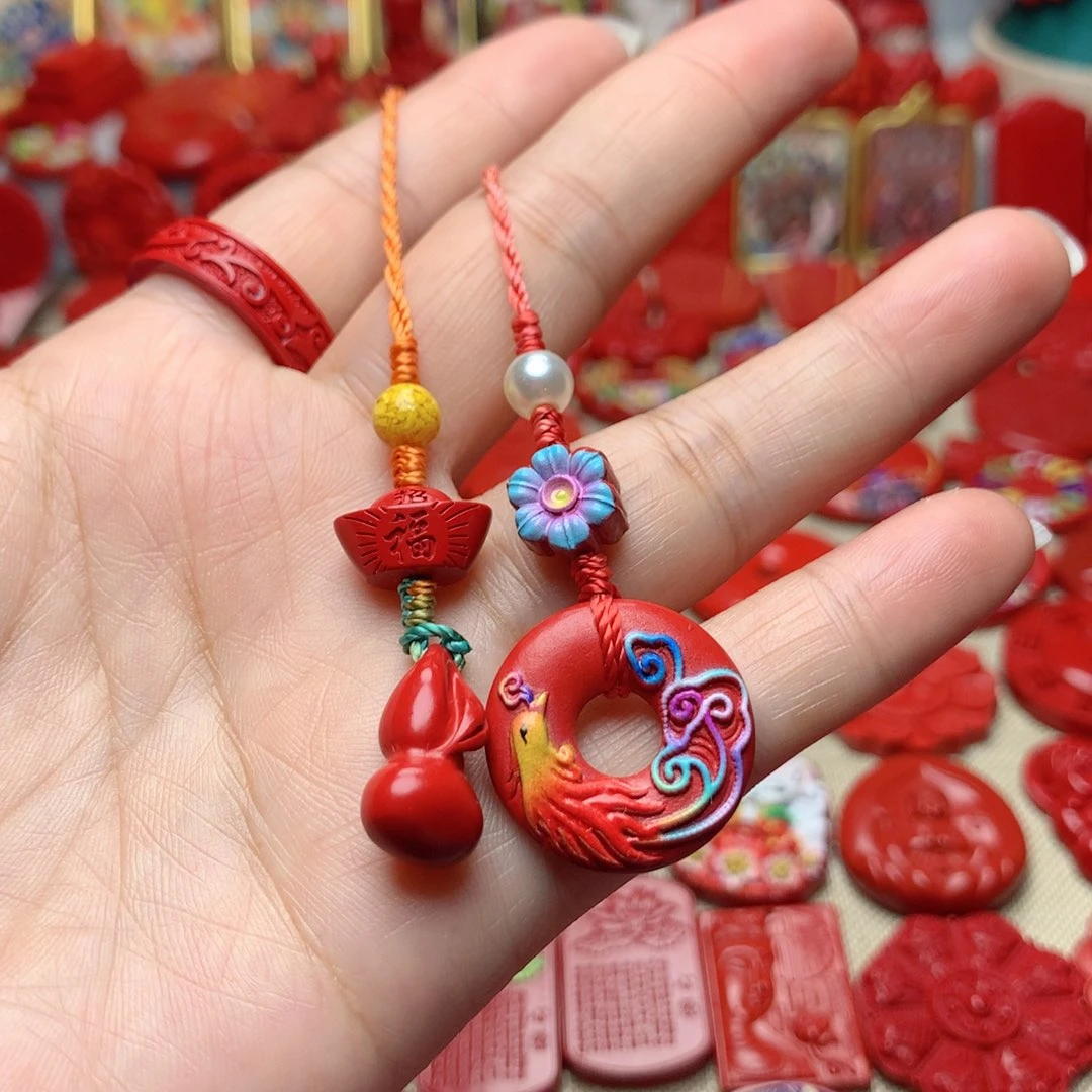 天然辰砂工艺品朱砂手机坠