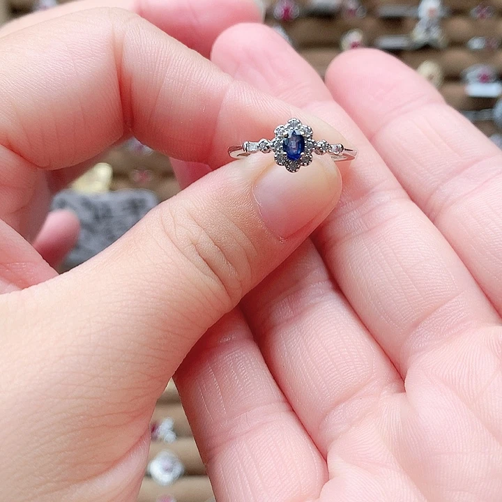 戒指蓝宝石银S925镶嵌