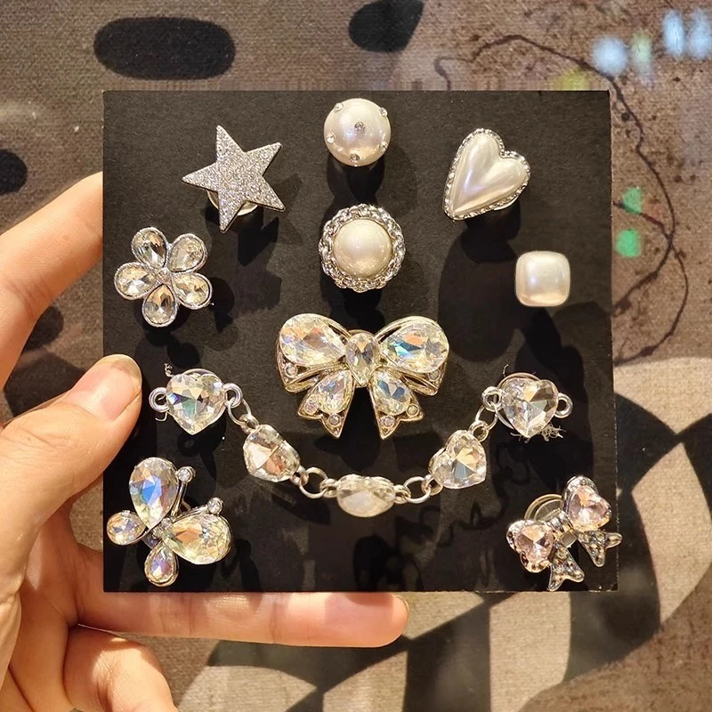 韩版小香风洞洞鞋鞋花饰品配件镶钻闪耀水晶夏日男女洞洞鞋鞋花