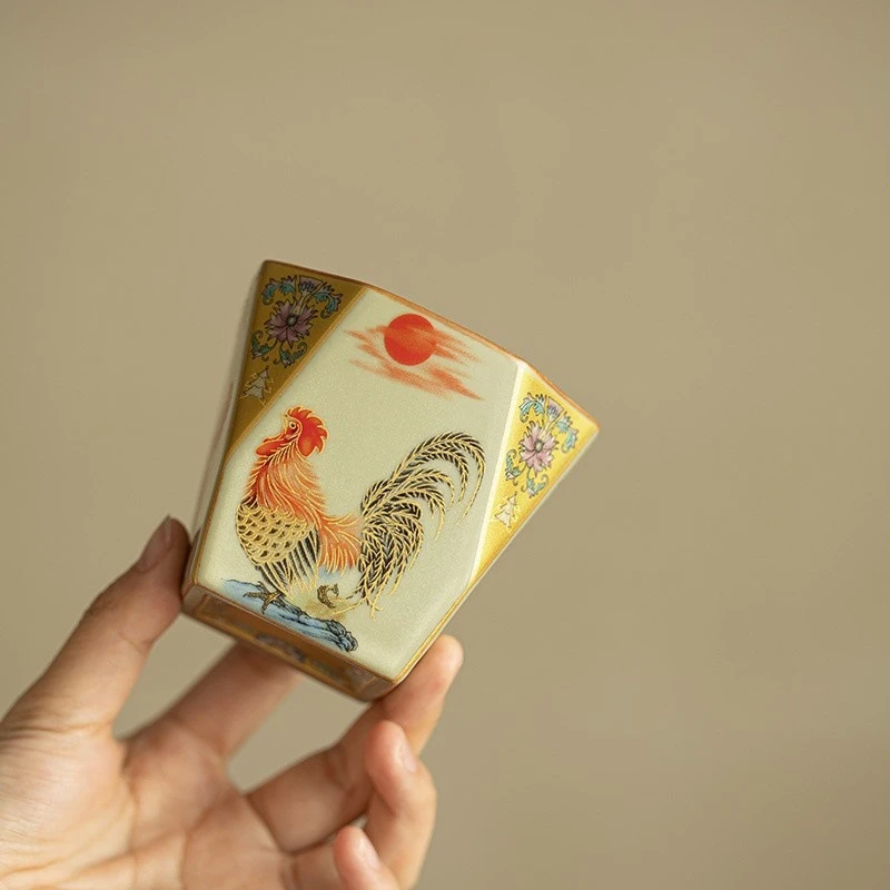 汝窑·高级八方杯复古大公鸡茶盏主人杯单杯杯子茶杯汝窑陶瓷杯