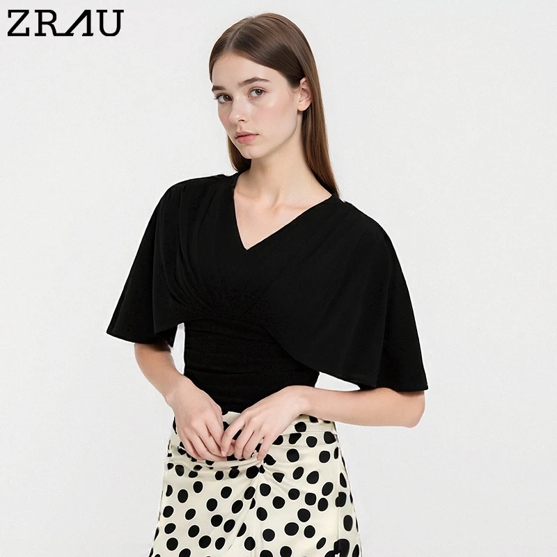 法式V领蝙蝠袖型上衣91030221171