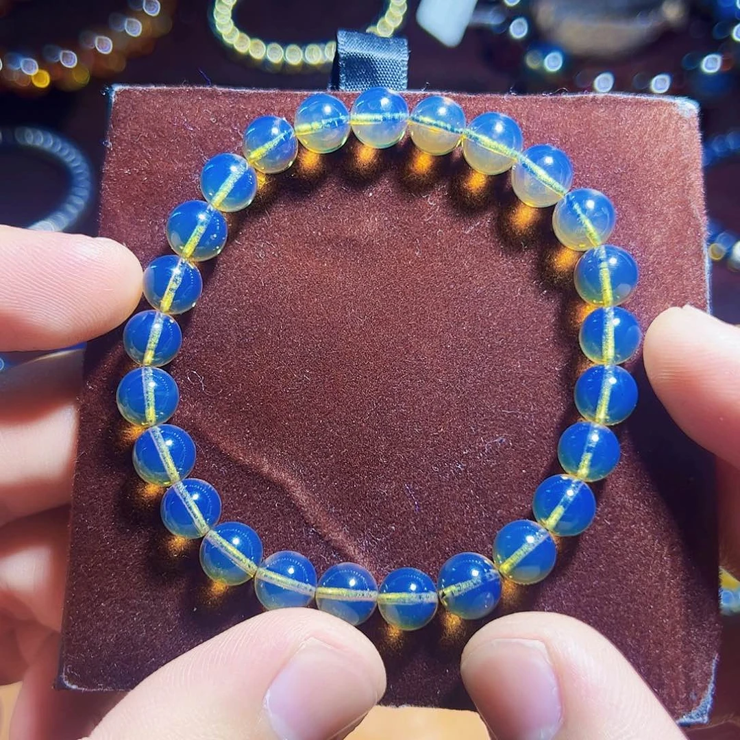 蓝珀珠宝奇石未镶嵌墨西哥蓝珀7mm加福利