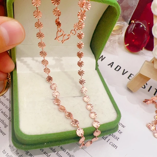 合金玻璃项链   玫瑰金色项链 短款