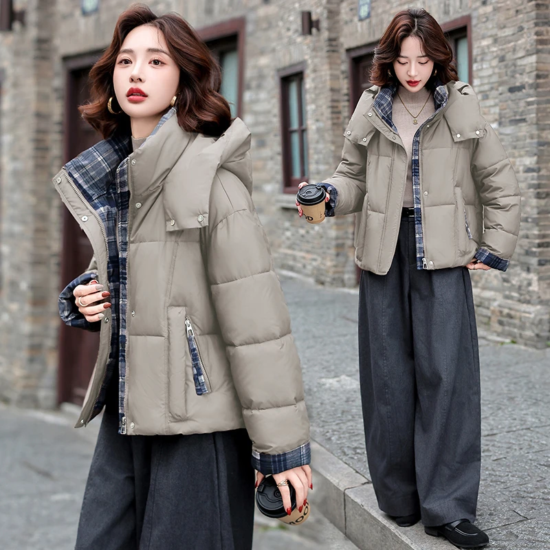 保暖短款女宽松型韩版冬季拼色抗寒棉服