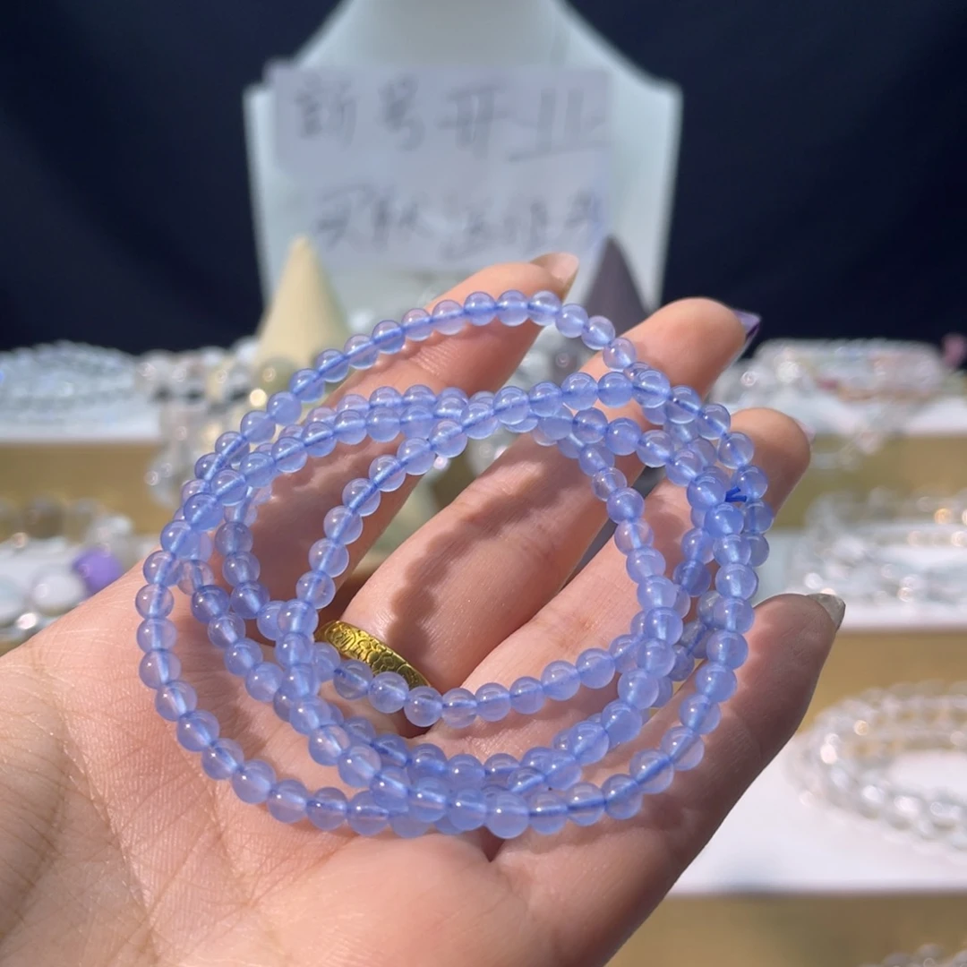 烟晶手链银S925镶嵌4mmnnnnnnm