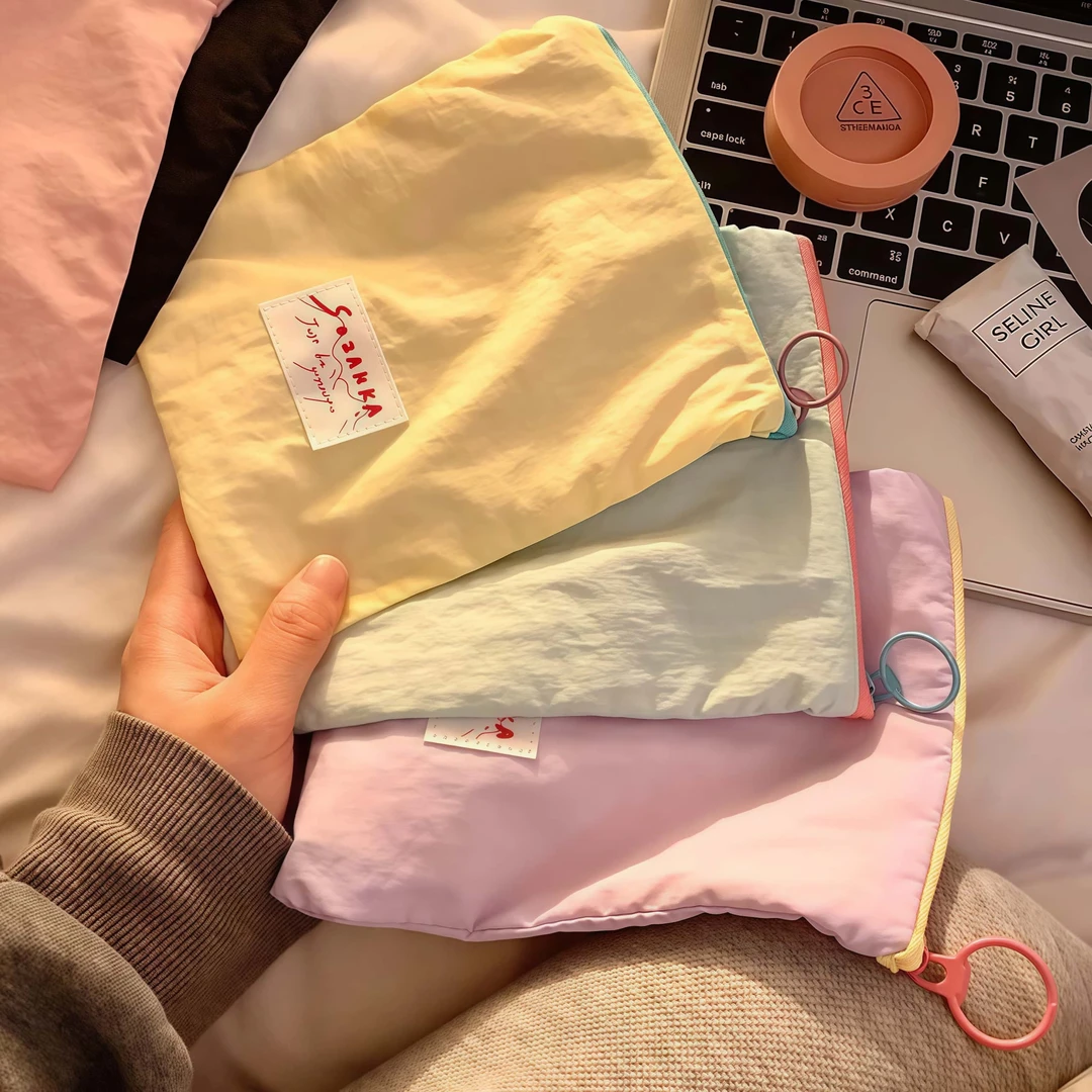 【新款】马卡龙收纳包韩版ins风撞色薄款零钱包撞色零钱收纳袋子