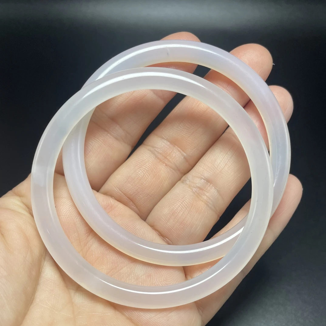 天然冰种玛瑙玉髓原色色叮当手镯时尚简约礼物圈口59.4条6重33克