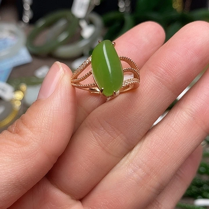 和田玉银S925镶嵌戒指