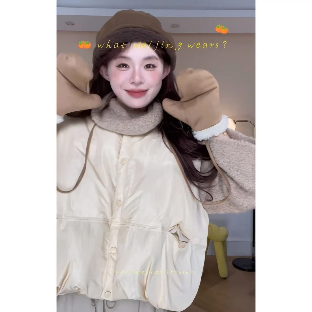 美静奶驼色白色冬季翻领气质保暖毛衣ins加厚秋冬XMZH5123