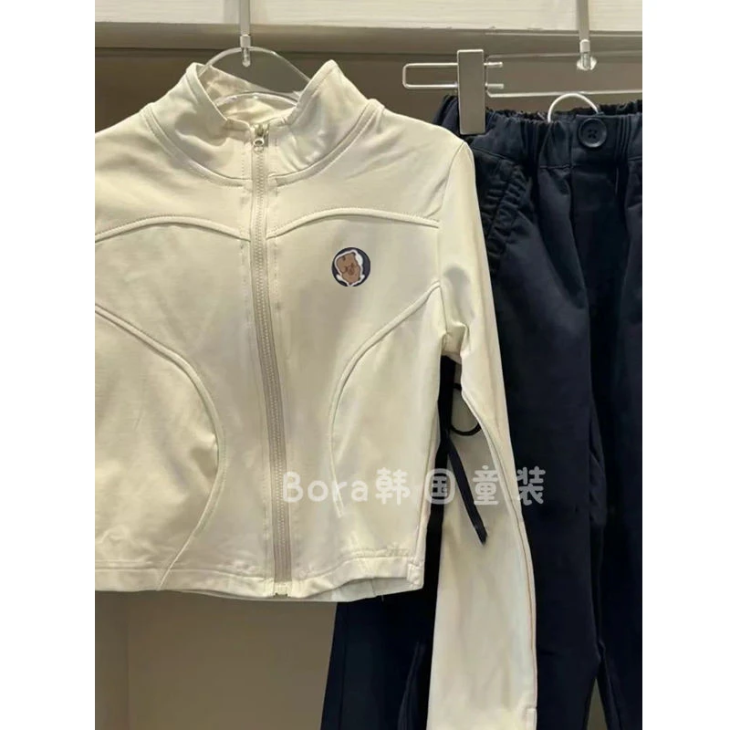 女童套装2025新款儿童长袖拉链外套大童洋气百搭裤宝宝宽松工装裤