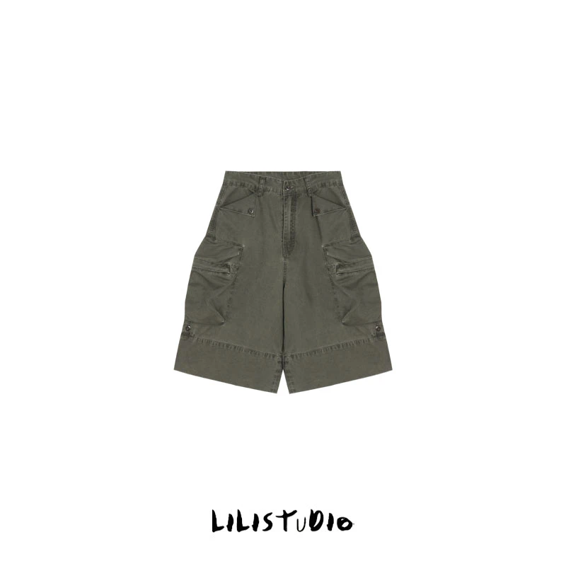 PCNY「绿调工装」不理理夏季新款小众女装潮流酷感休闲短款工装裤女