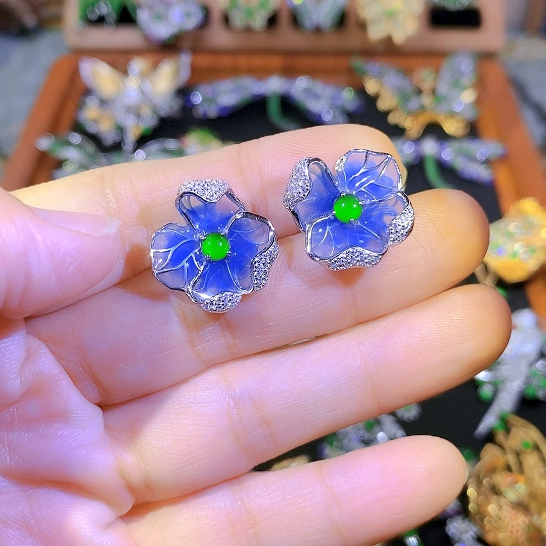 吊坠(不含链)银S925镶嵌翡翠