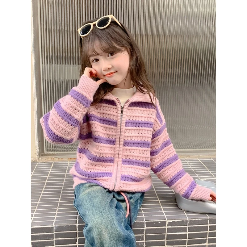 巴拉童年女童春秋款 拉链衫外套柔软亲肤