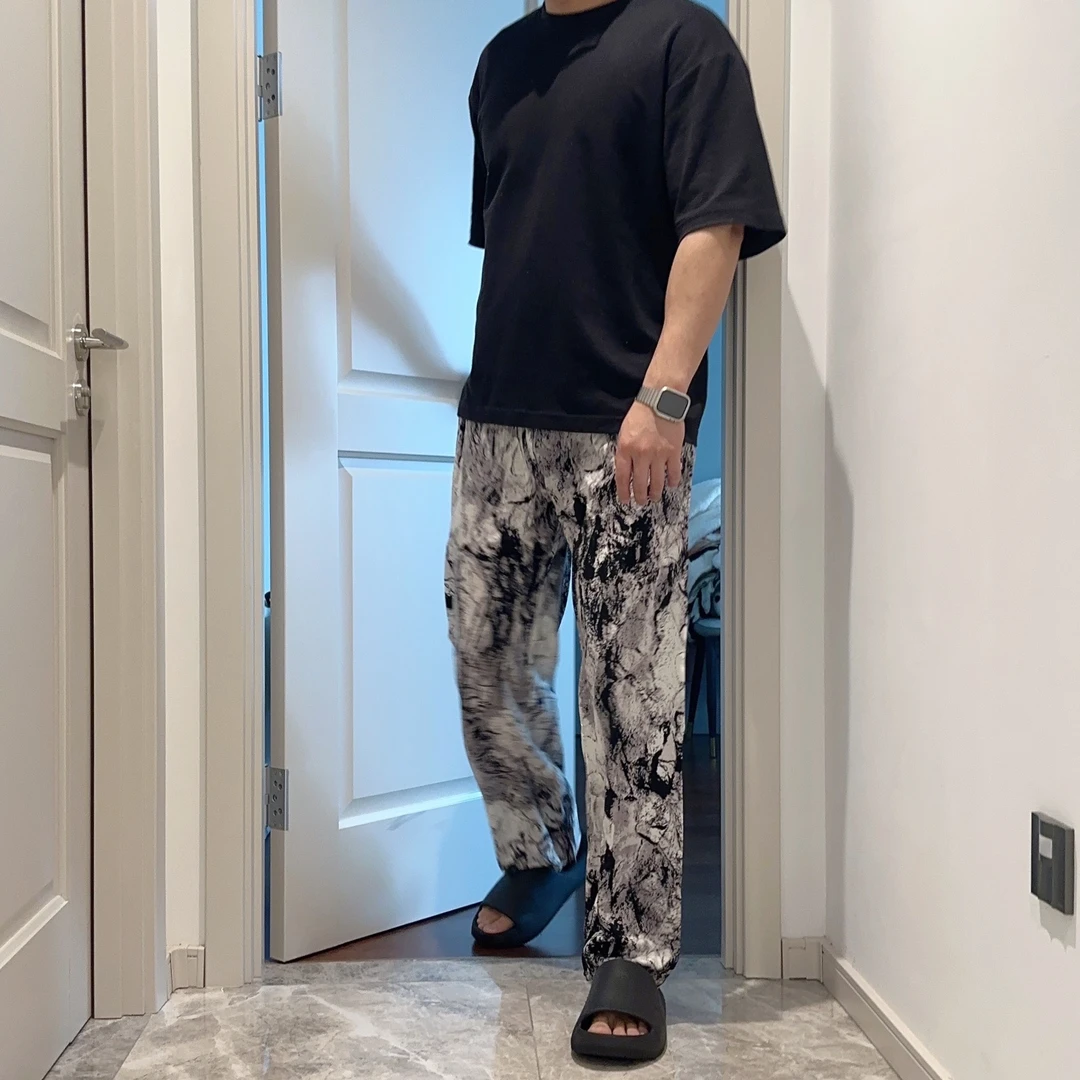 【100-230斤】男士大码棉绸人造棉阔腿家居裤睡裤长裤夏季居家