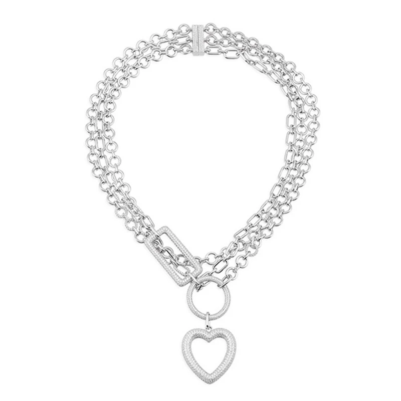 APM Monaco 坠链均925银合成锆石 女士爱心项链AC5154OX