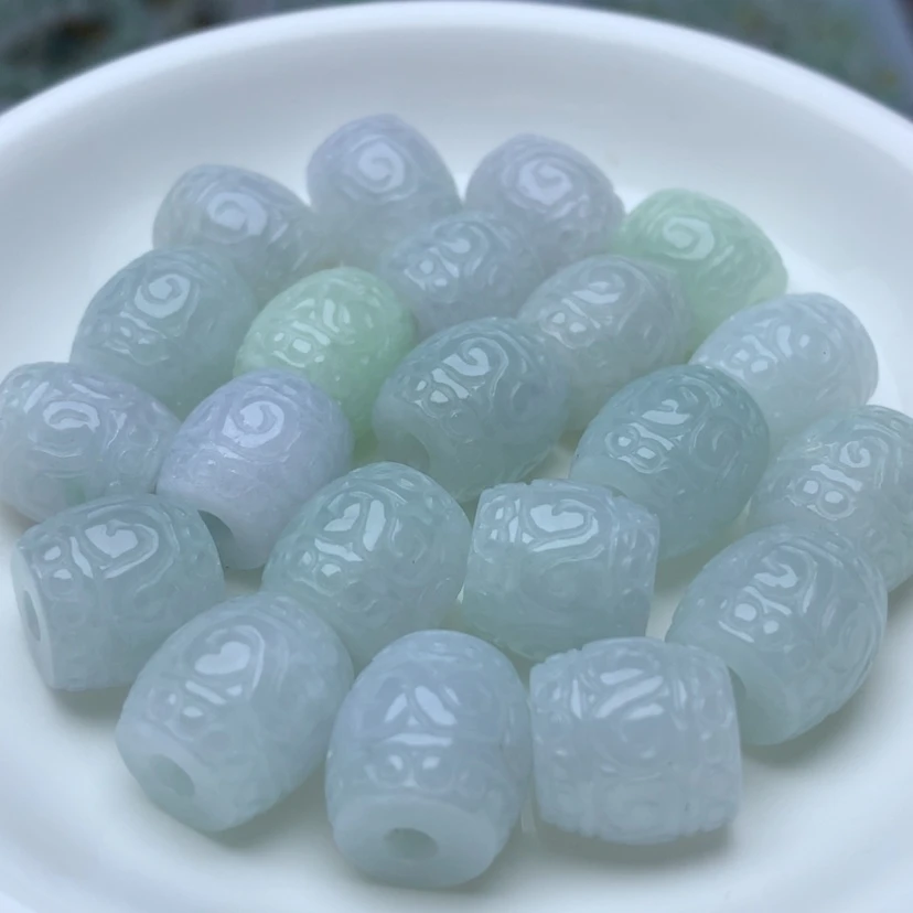 【闪购商品】翡翠手链未镶嵌卡13*13冰回纹桶珠2颗