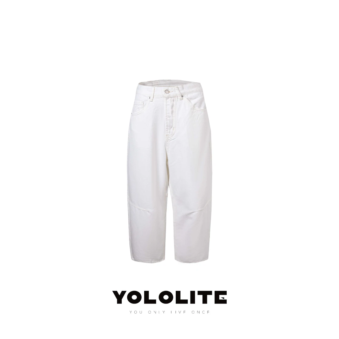 YOLOLITE【白昼】2987夏季新款简约纯色直筒高腰九分牛仔裤