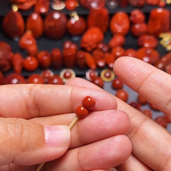 南红玛瑙未镶嵌配饰老型对珠6.3mm
