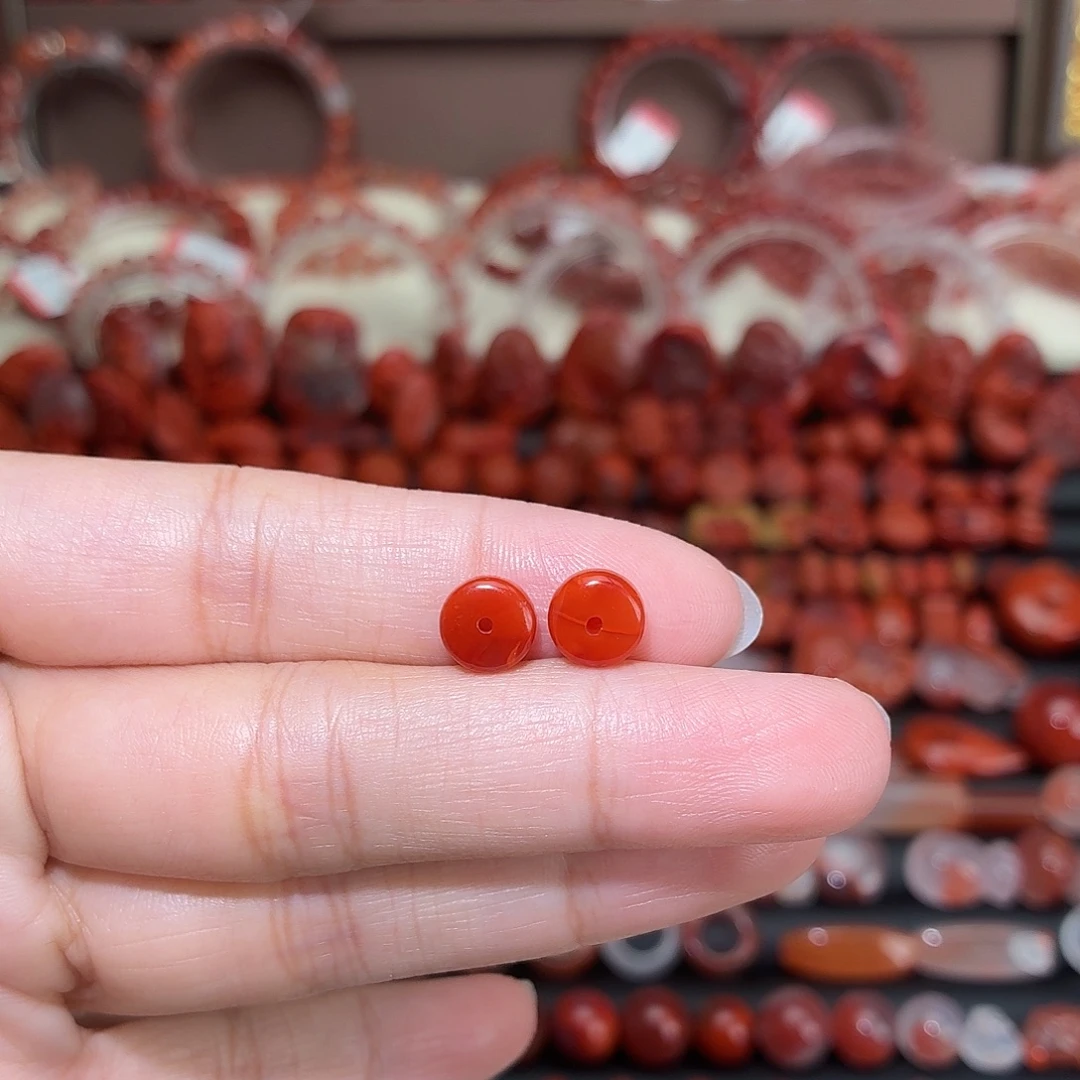 南红玛瑙未镶嵌颈饰隔片一对卡8