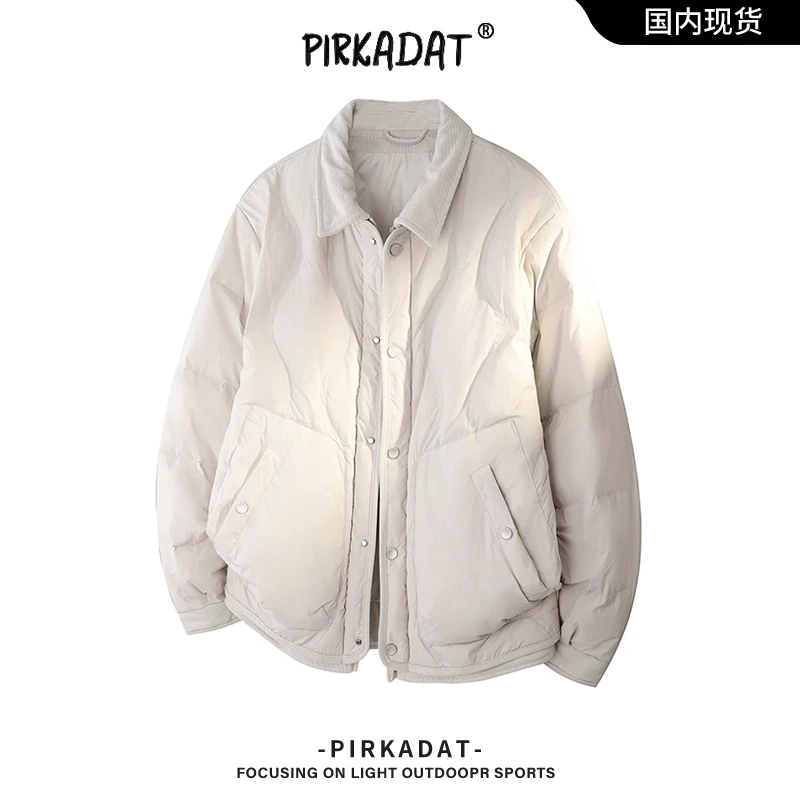 Pirkadat情侣翻领轻薄羽绒服男冬季新款高端洋气保暖加厚休闲外套