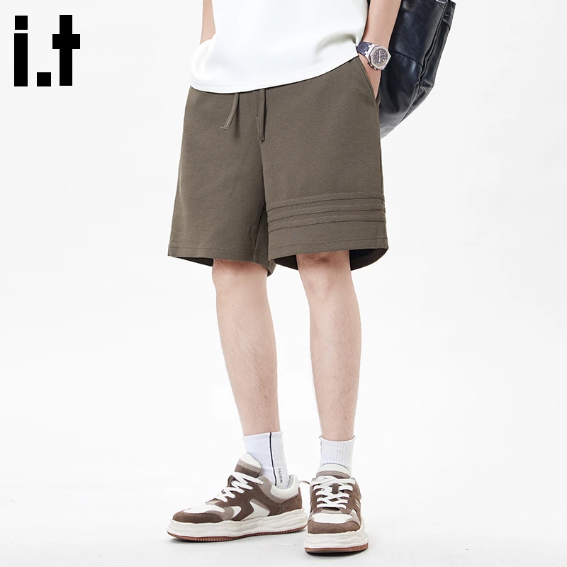 it :CHOCOOLATE针织休闲短裤男士2025新款夏季宽松直筒五分中裤子