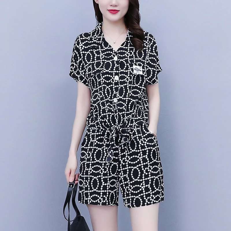 2025夏季新款洋气减龄气质显瘦不规则开衫印花大码短袖两件套