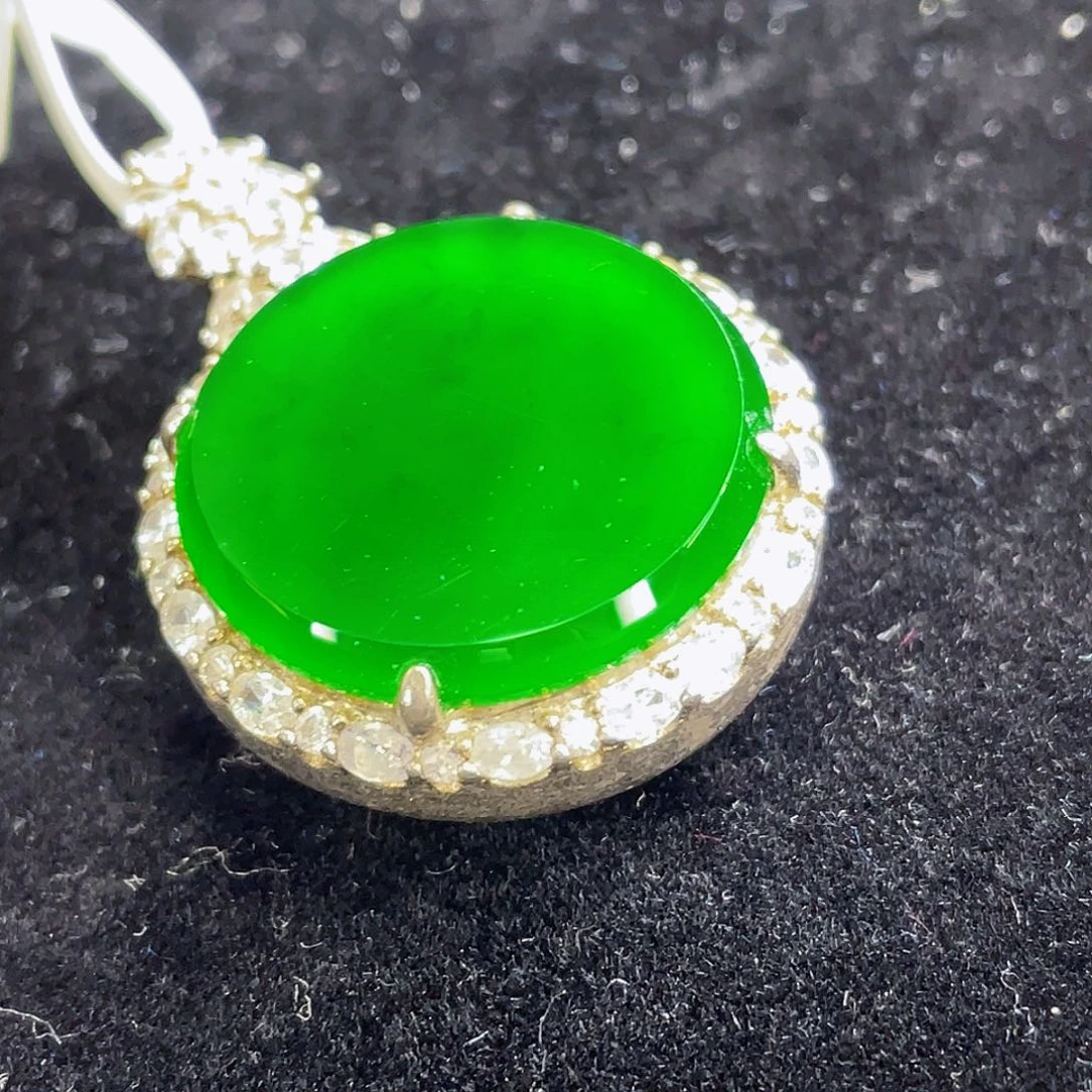 翡翠吊坠(不含链)银S925镶嵌