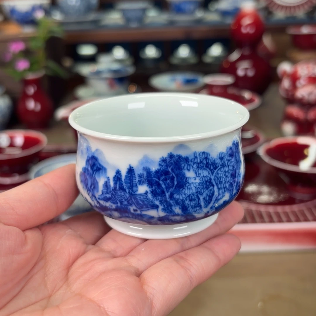 信***鬼闻轩坊柴窑 山水儒士杯