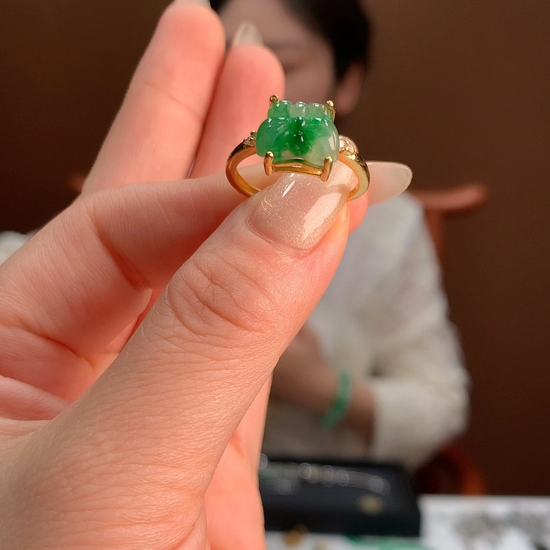 翡翠银S925镶嵌耳饰戒指