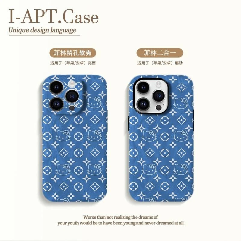 羽纱蓝KT潮花菲林软硬二合一适用于iPhone苹果华为oppo小米手机壳