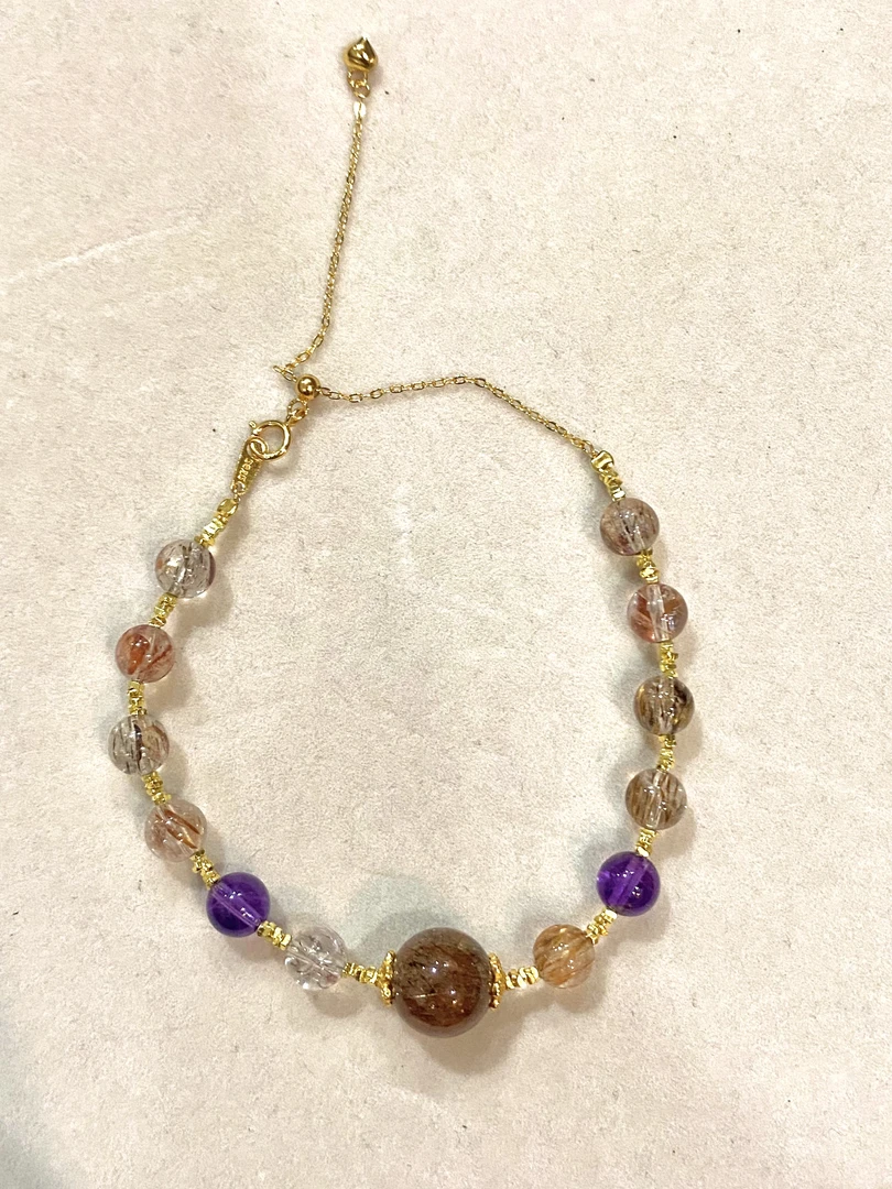 【昕禧·晶富富】黑金超水晶单圈6-7mm手串