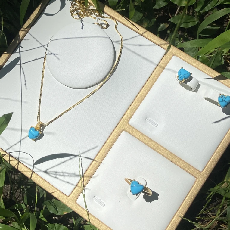 铜合金锆石项链 铜合金合成锆石项链 藏式风时尚套装小众三件套