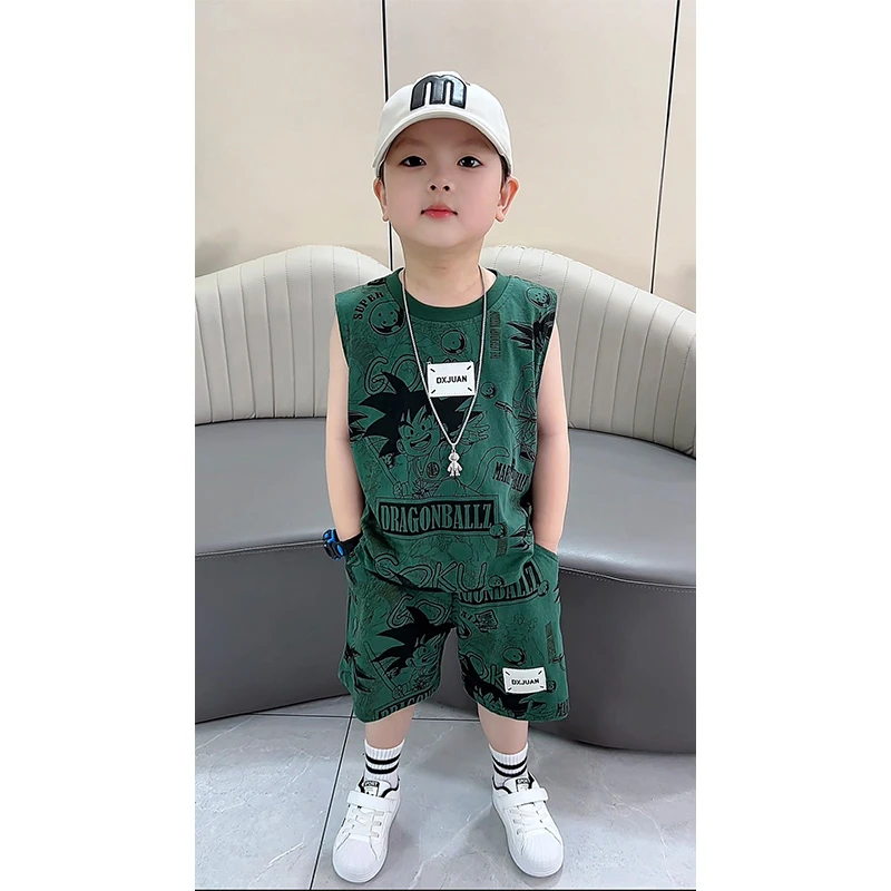 男童夏季套装薄款帅气韩版男孩中大童无袖背心两件套潮流时尚小童