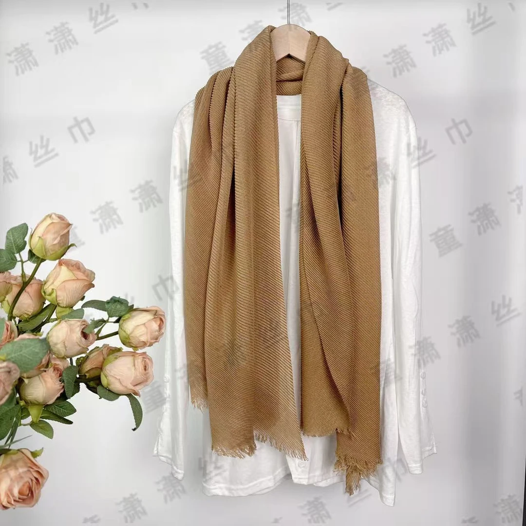 （纯色风琴绉）风琴绉不规则65*125左右围巾